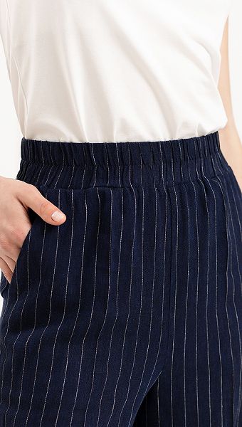 Фото bruki-zenskie-v-polosku-sinie-04 товару Штани жіночі в смужку сині0