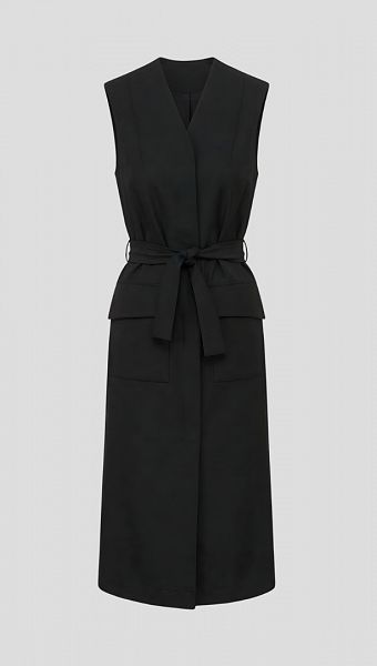 Фото carafan-zenskij-s-nakladnymi-karmanami-cernyj-01 товара Cарафан женский с накладными карманами черный0