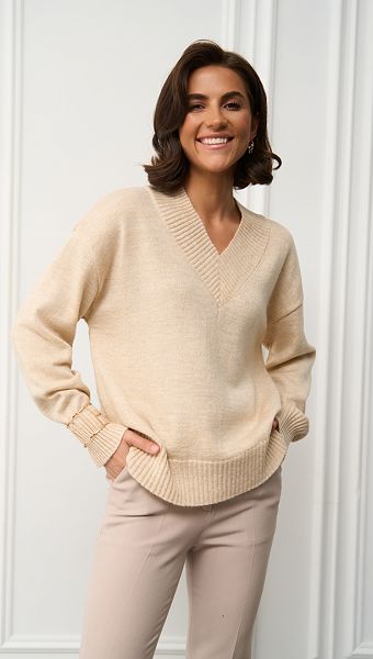 Фото dzemper-trikotaznyj-slivocnyj-iz-sersti-02 товару Джемпер трикотажний вершковий з вовни0