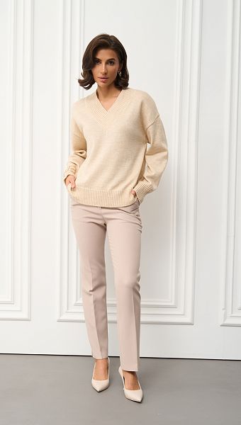 Фото dzemper-trikotaznyj-slivocnyj-iz-sersti-03 товару Джемпер трикотажний вершковий з вовни0