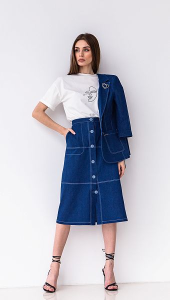 Фото dzinsovaa-ubka-midi-na-pugovicah-3 товару Джинсова спідниця міді на гудзиках0