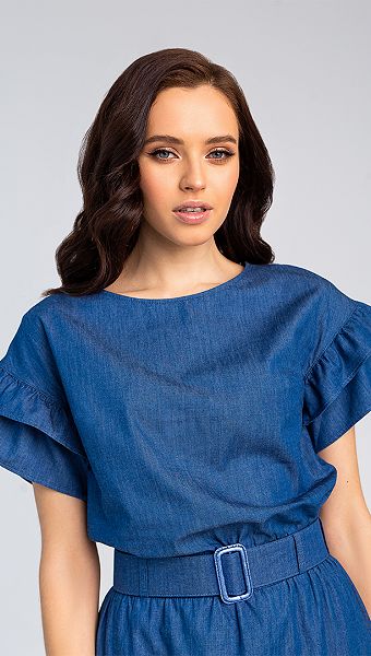 Фото dzinsovoe-plate-s-rusami-02 товару Джинсове плаття з рюшами0