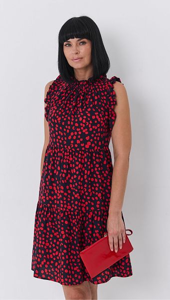 Фото letnij-sarafan-v-goroh-s-rusami-1 товара Летний сарафан в горох с рюшами