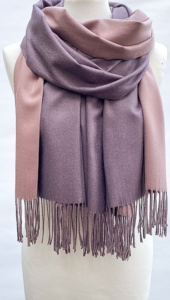 Фото palantin-dvustoronnij-kapucino-fioletovyj-01 товару Палантин двосторонній капучіно-фіолетовий