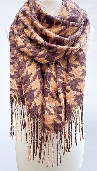 Фото palantin-zakkard-karamelno-sokoladnyj-01 товара Палантин жаккард карамельно-шоколадный