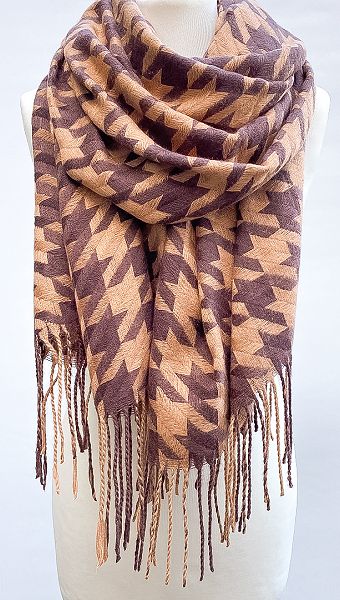 Фото palantin-zakkard-karamelno-sokoladnyj-01 товару Палантин жаккард карамельно-шоколадний