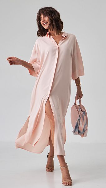 Фото plate---rubaska-svetlo---rozovoe-02 товару Сукня - сорочка світло - рожева0