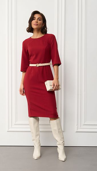 Фото plate-futlar-bazovoe-bordo-5 товару Сукня-футляр базова бордо0