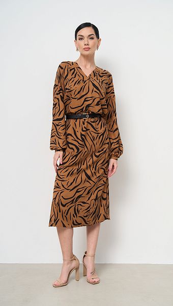 Фото plate-krep-bezevo-cernoe-3 товару Плаття креп бежево-чорне0