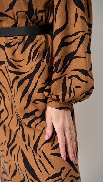 Фото plate-krep-bezevo-cernoe-5 товару Плаття креп бежево-чорне0