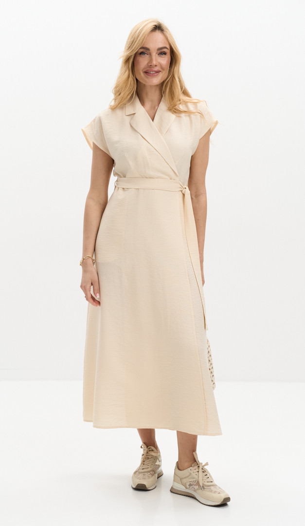 Фото plate-letnee-na-zapah-bezevoe-01 товару Сукня літня на запах бежева