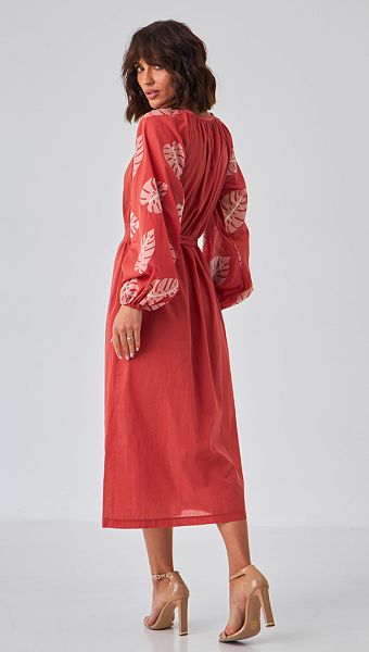 Фото plate-letnee-terrakotovoe-s-ornamentom-03 товару Сукня літня теракотова з орнаментом0