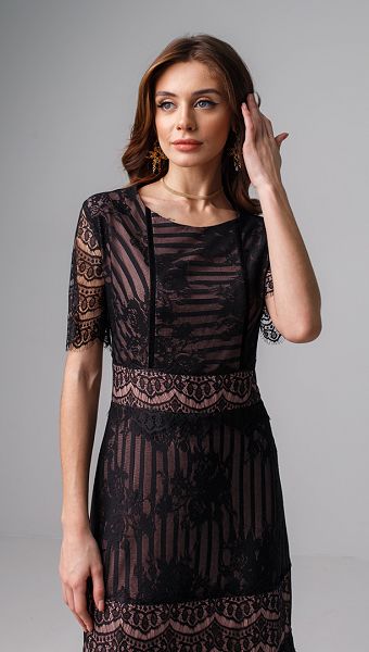 Фото plate-maksi-iz-kruzeva-cernoe-01 товара Платье макси из кружева черное0