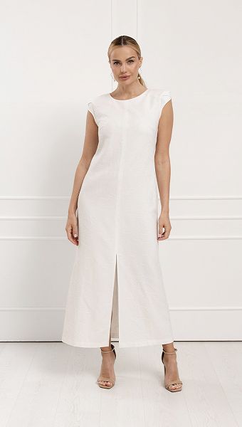 Фото plate-maksi-s-razrezom-molocnoe-02 товара Платье макси с разрезом молочное0