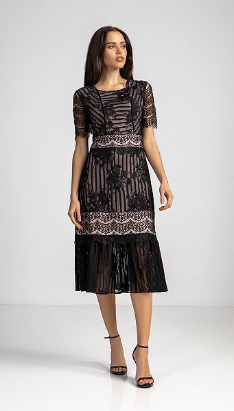 Фото plate-midi-iz-kruzeva-cernoe-01 товару Сукня міді з мережива чорна