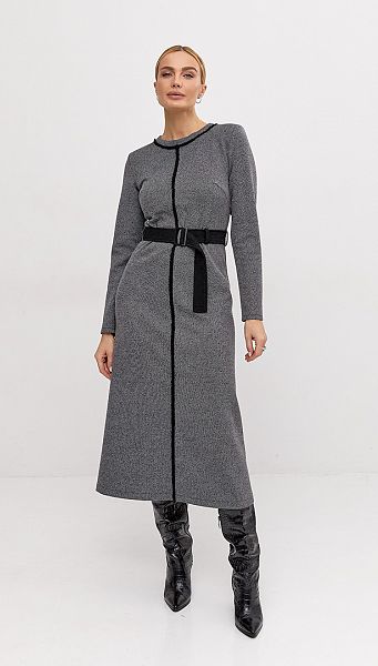 Фото plate-midi-seryj-melanz-01 товара Платье миди серый меланж