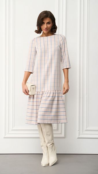 Фото plate-midi-v-kletku-03 товару Сукня міді в клітинку0