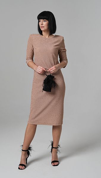 Фото plate-midi-zolotistoe-02 товару Сукня міді золотиста0