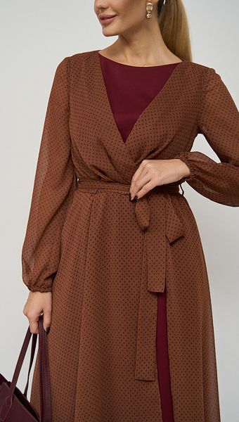Фото plate-sifonovoe-koricnevo---visnevoe-02 товара Платье шифоновое коричнево - вишнёвое0