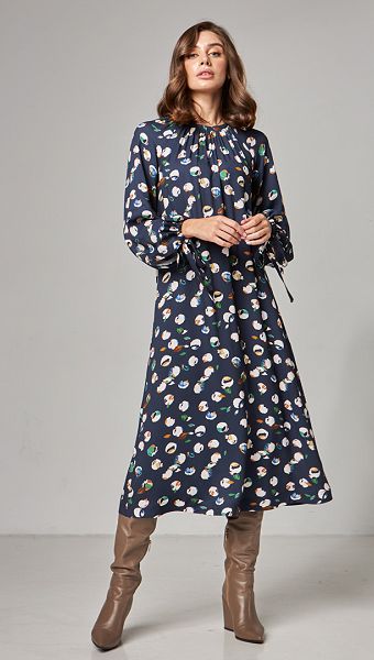 Фото plate-trapecia-s-printom-sinee-03 товару Сукня трапеція з принтом синя0