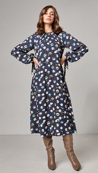 Фото plate-trapecia-s-printom-sinee-05 товару Сукня трапеція з принтом синя0