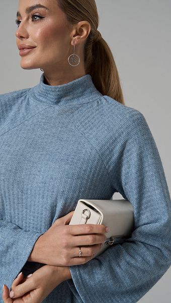 Фото plate-trapecia-trikotaznoe-goluboj-melanz-04 товару Сукня трапеція трикотажна блакитний меланж0