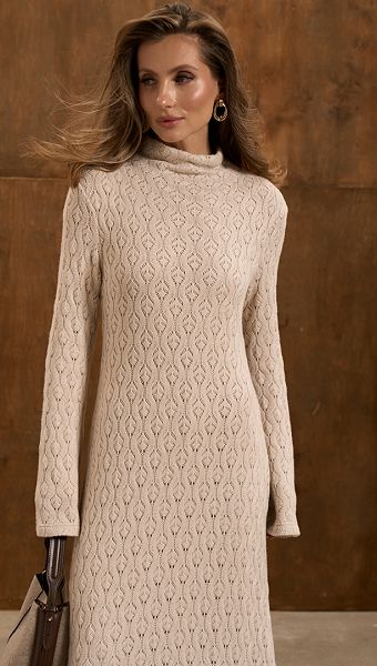 Фото plate-trikotaznoe-maksi-azur-bezevoe-02 товару Сукня трикотажна максі ажур бежева0