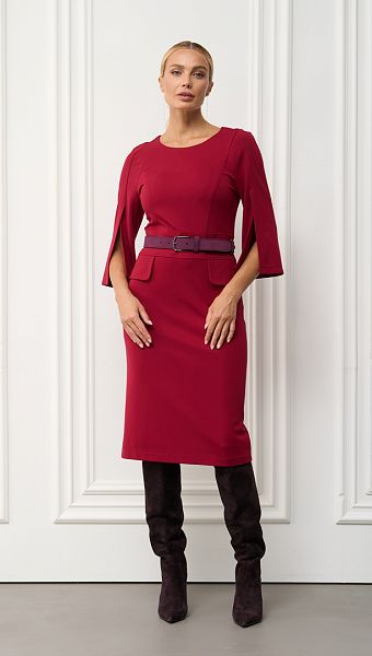 Фото plate-trikotaznoe-s-klapanami-bordo-1 товара Платье трикотажное с клапанами бордо0