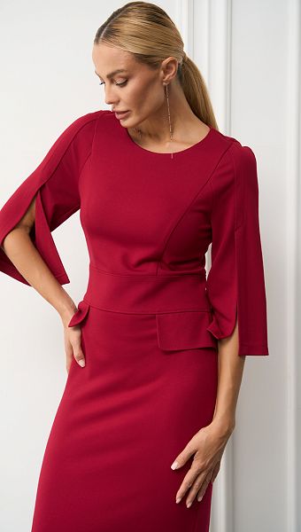 Фото plate-trikotaznoe-s-klapanami-bordo-2 товара Платье трикотажное с клапанами бордо0