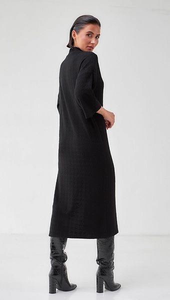 Фото plate-trikotaznoe-s-razrezom-cernoe-4 товару Сукня трикотажна з розрізом чорна0