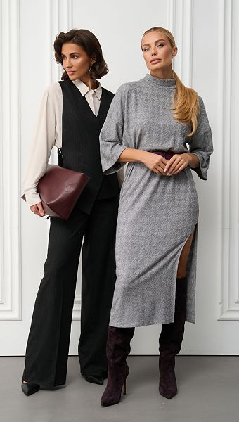 Фото plate-trikotaznoe-s-razrezom-seroe-06 товару Сукня трикотажна з розрізом сіра0