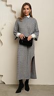 Фото plate-trikotaznoe-s-razrezom-seroe-1 товару Сукня трикотажна з розрізом сіра0