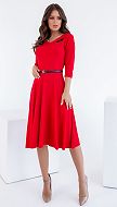 Фото plate-trikotaznoe-s-remnem-krasnoe-01 товару Сукня трикотажна з ременем червона0