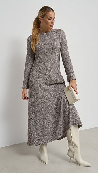 Фото plate-trikotaznoe-sokoladnyj-melanz-01 товара Платье трикотажное шоколадный меланж0