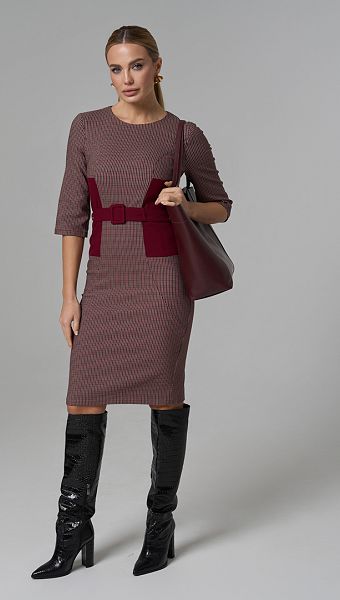 Фото plate-v-gusinuu-lapku-bordo-02 товара Платье в гусиную лапку бордо0