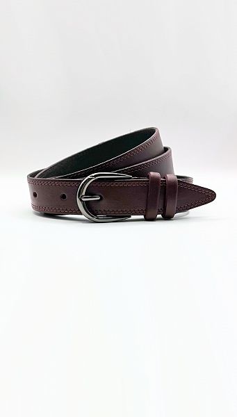 Фото remen-kozanyj-bordovyj-prosityj-30mm-01 товару Ремінь шкіряний бордовий прошитий 30мм