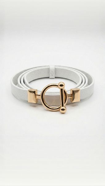 Фото remen-kozanyj-prazka-krugloe-zoloto-15mm-belyj-01 товару Ремінь шкіряний пряжка кругле золото 15мм білий