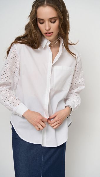 Фото rubaska-hlopkovaa-s-azurnymi-rukavami-01 товару Сорочка бавовняна з ажурними рукавами0