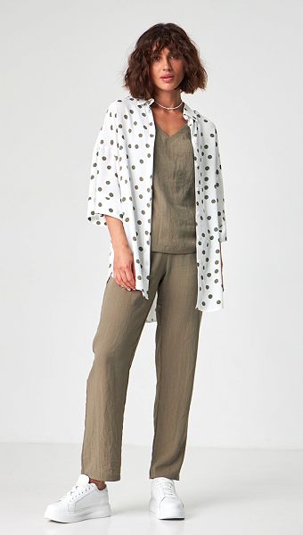 Фото rubaska-oversajz-belaa-v-goroh-01 товара Рубашка оверсайз белая в горох0