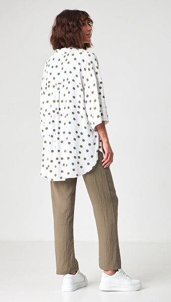 Фото rubaska-oversajz-belaa-v-goroh-04 товара Рубашка оверсайз белая в горох0