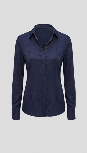 Фото rubaska-zenskaa-bazovaa-temno-sinaa-01 товара Рубашка женская базовая темно-синяя