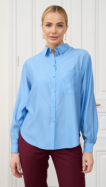 Фото rubaska-zenskaa-s-karmanom-golubaa-02 товару Сорочка жіноча з кишенею блакитна0