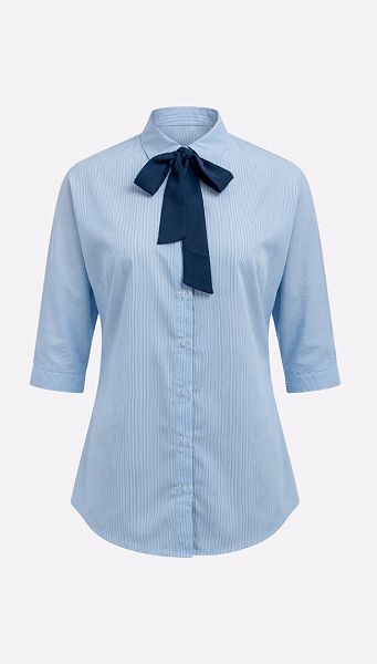 Фото rubaska-zenskaa-s-ukorocennym-rukavom-golubaa-01 товара Рубашка женская с укороченным рукавом голубая