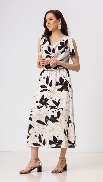 Фото sarafan-letnij-maksi-s-drapirovkoj-s-printom-07 товара Сарафан летний макси с драпировкой с принтом0