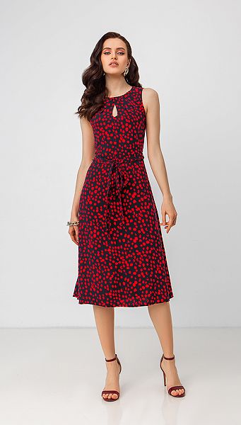 Фото sarafan-letnij-sinij-v-krasnyj-goroh-01 товара Сарафан летний синий в красный горох