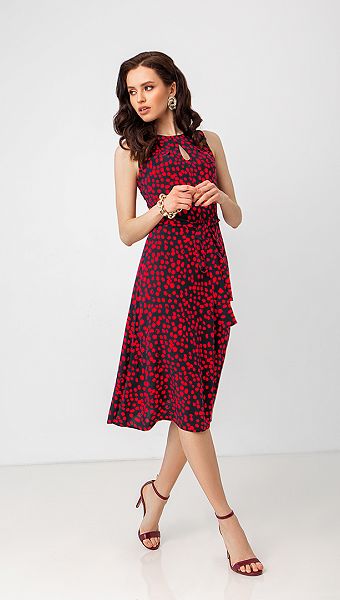 Фото sarafan-letnij-sinij-v-krasnyj-goroh-02 товару Сарафан літній синій в червоний горох0