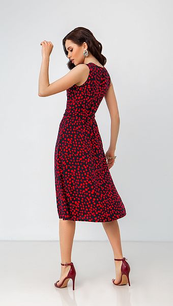 Фото sarafan-letnij-sinij-v-krasnyj-goroh-04 товару Сарафан літній синій в червоний горох0