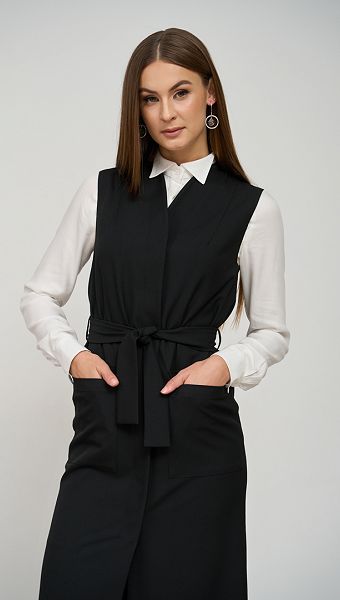 Фото sarafan-s-nakladnymi-karmanami-cernyj-01 товара Сарафан с накладными карманами чёрный0