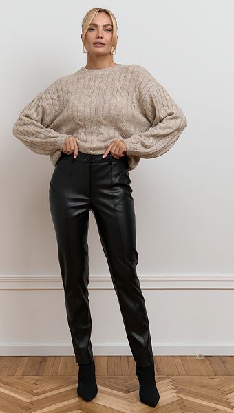 Фото stany-iz-ekokozi-zauzennye-cernye-2 товара Штаны из экокожи зауженные чёрные0