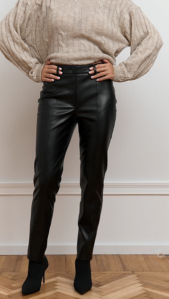 Фото stany-iz-ekokozi-zauzennye-cernye-3 товара Штаны из экокожи зауженные чёрные0